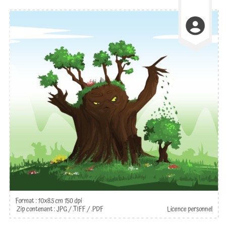 Illustration originale Arbre printemps en couleur