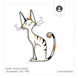 Illustration originale Chat rayures en couleur