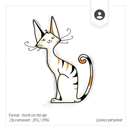 Illustration originale Chat rayures en couleur
