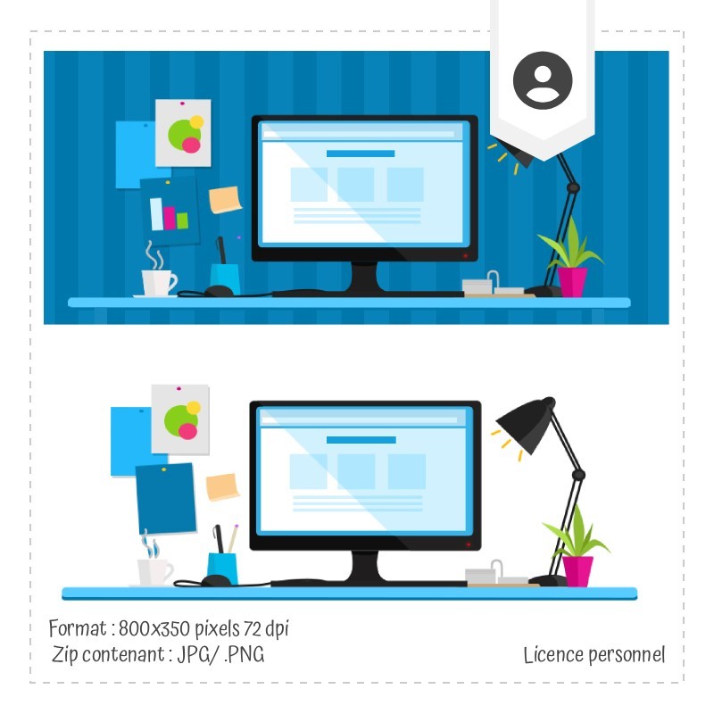 Illustration originale Bureau bleu