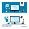 Illustration originale Bureau bleu
